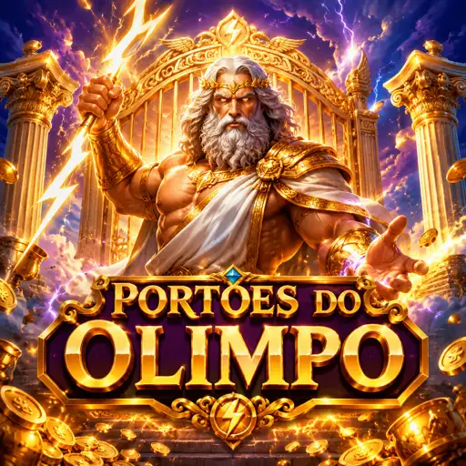 Capa do slot Gates of Olympus com Zeus e gemas coloridas
