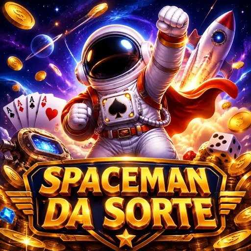 Astronauta do Spaceman flutuando com o multiplicador da rodada